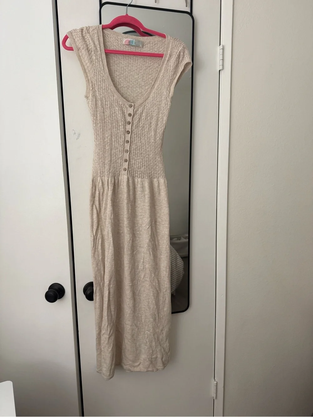 Free People Beige Button-Front Sleeveless Maxi Dress